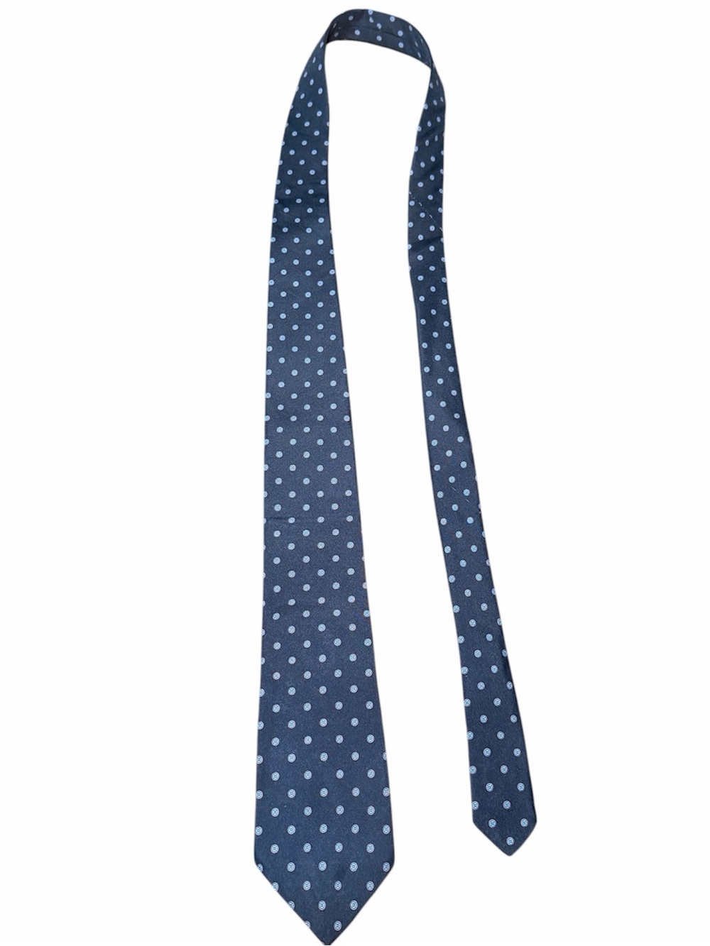 Vintage Salem Town Tie in Navy Blue with Polka Dots